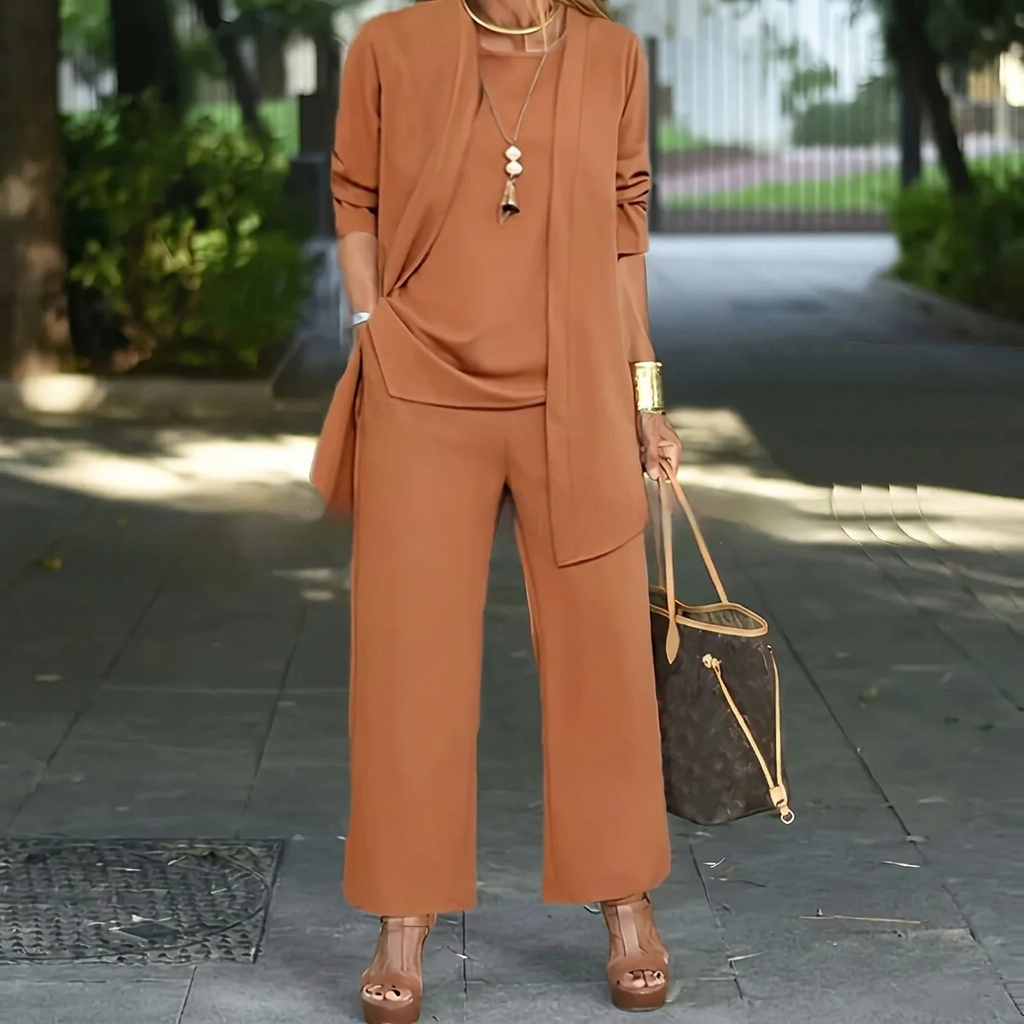 Women's Elegant Three Piece Layered Pants Set