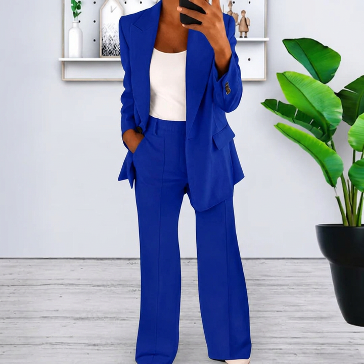 Women’s Lapel Blazer Jacket & Slim Fit Trousers Suit