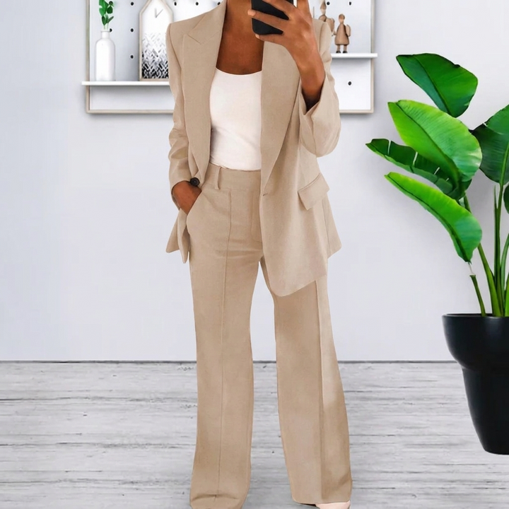 Women’s Lapel Blazer Jacket & Slim Fit Trousers Suit