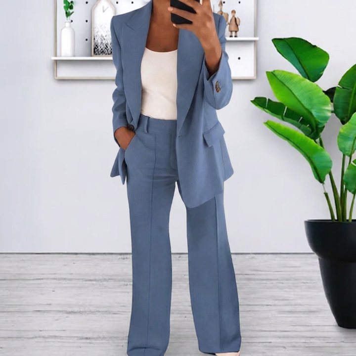 Women’s Lapel Blazer Jacket & Slim Fit Trousers Suit