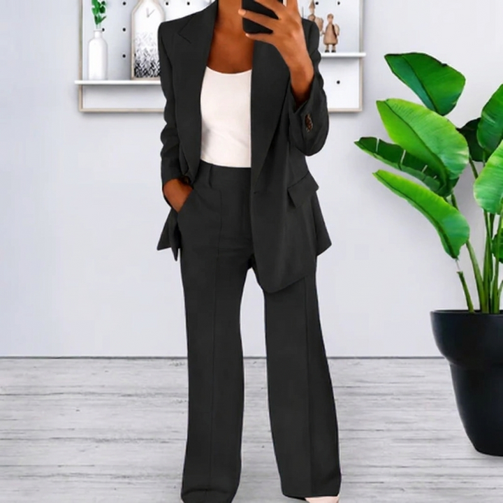 Women’s Lapel Blazer Jacket & Slim Fit Trousers Suit