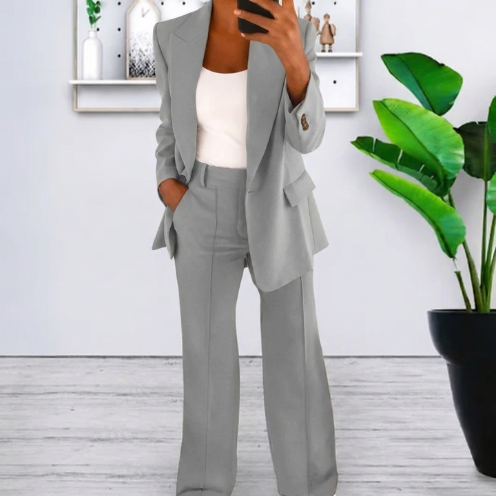 Women’s Lapel Blazer Jacket & Slim Fit Trousers Suit