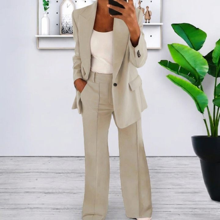 Women’s Lapel Blazer Jacket & Slim Fit Trousers Suit