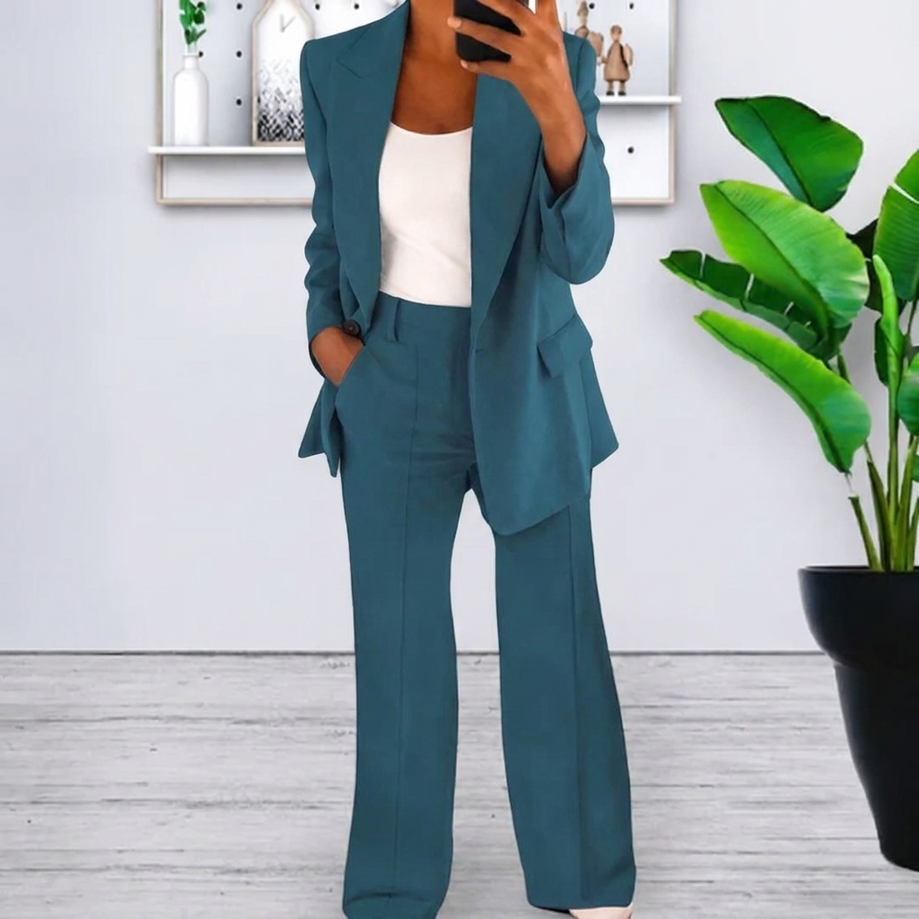 Women’s Lapel Blazer Jacket & Slim Fit Trousers Suit