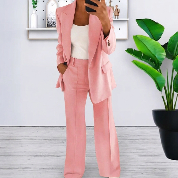 Women’s Lapel Blazer Jacket & Slim Fit Trousers Suit