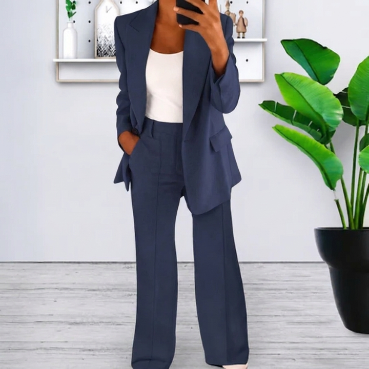 Women’s Lapel Blazer Jacket & Slim Fit Trousers Suit