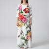 Women's Floral Print Round Neck Midi Dress