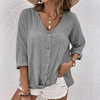 Women’s V-Neck Button Casual Top