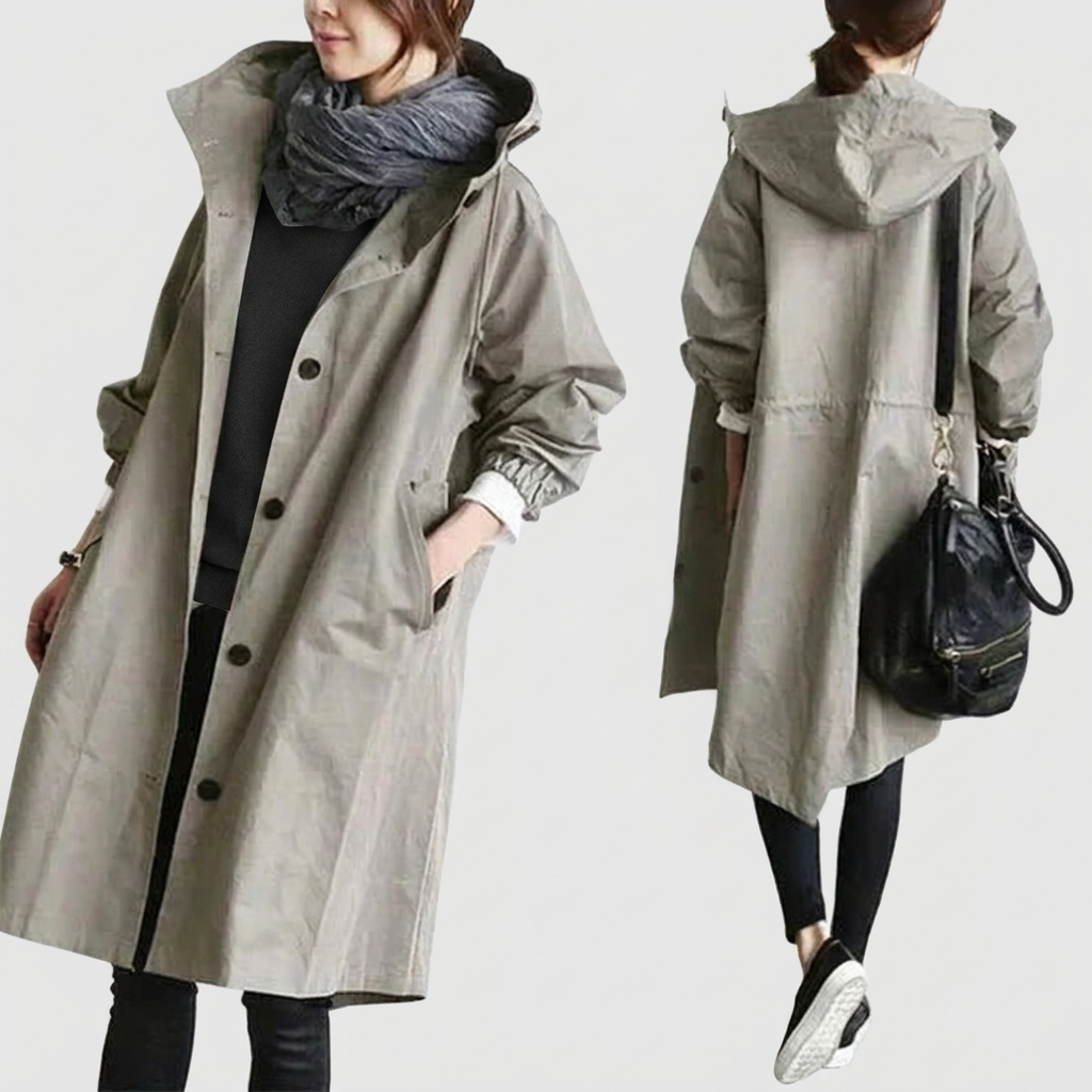 Oversized Waterproof Hooded Trench Coat