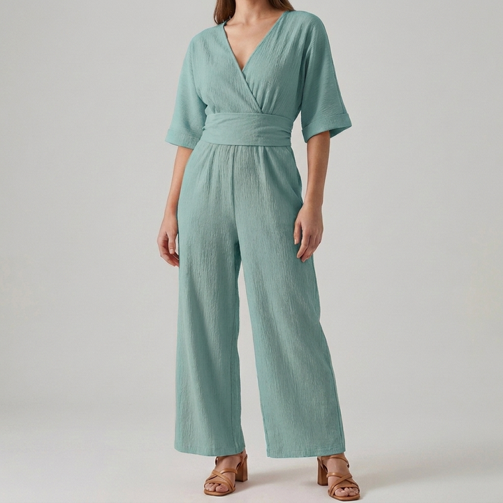 Slimming V-neck Waist-cinching Chic Jumpsuit