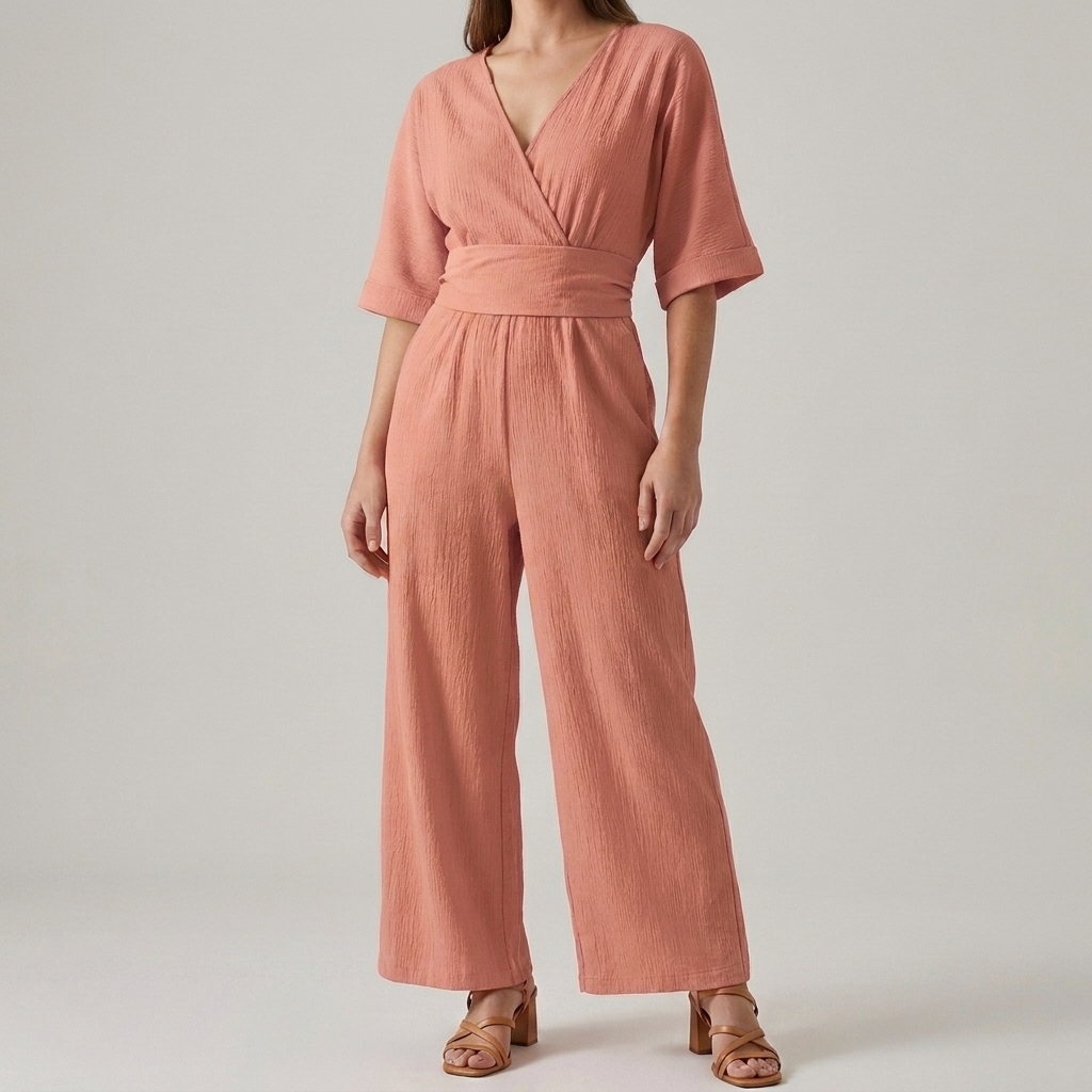 Slimming V-neck Waist-cinching Chic Jumpsuit