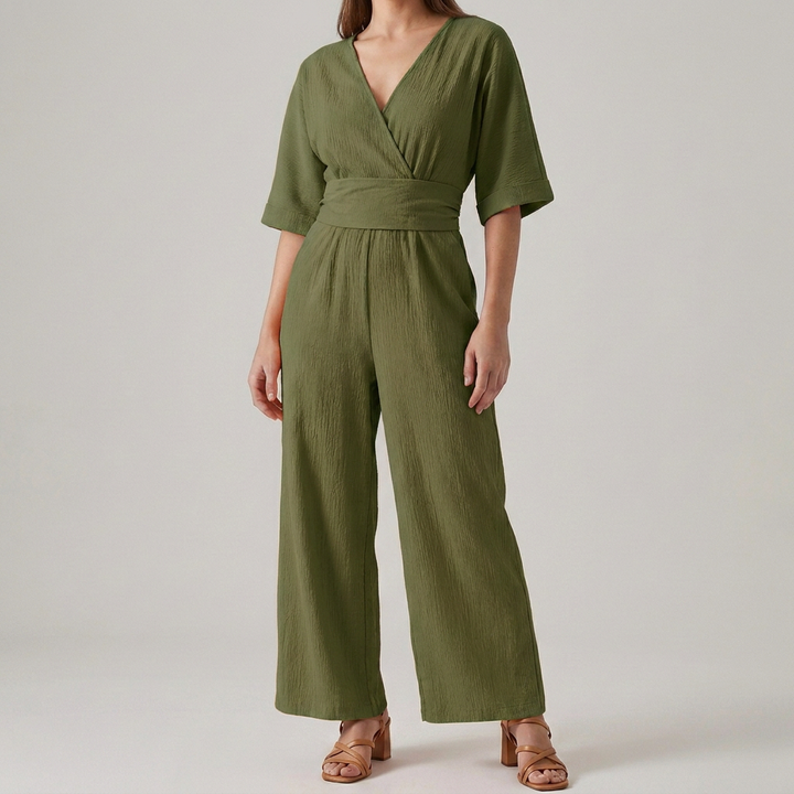 Slimming V-neck Waist-cinching Chic Jumpsuit