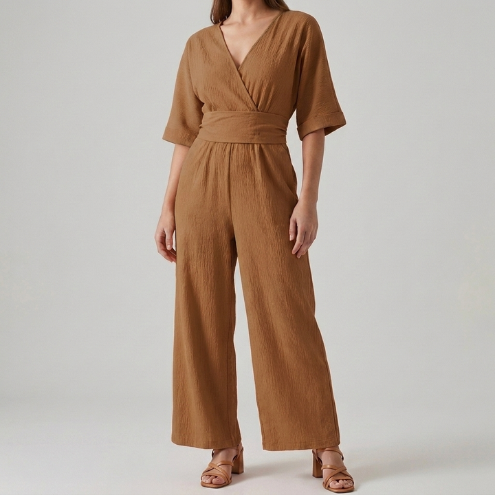 Slimming V-neck Waist-cinching Chic Jumpsuit