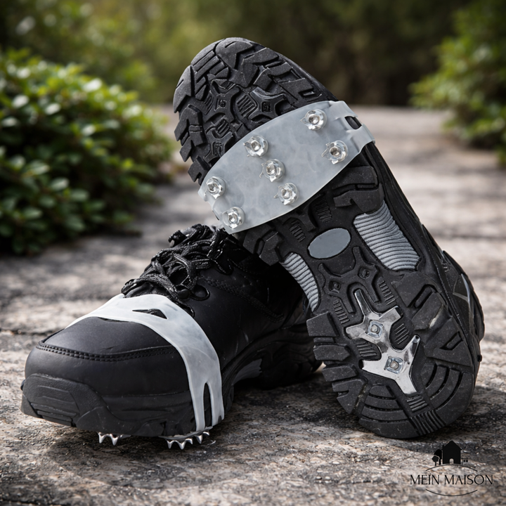 Ice Cleats with Metal Spikes and Slip-On Silicone Design for Winter Traction