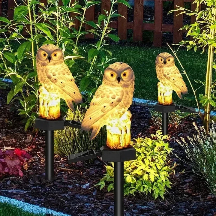 Solar owl garden light with warm white LED, waterproof IP65, 45 cm
