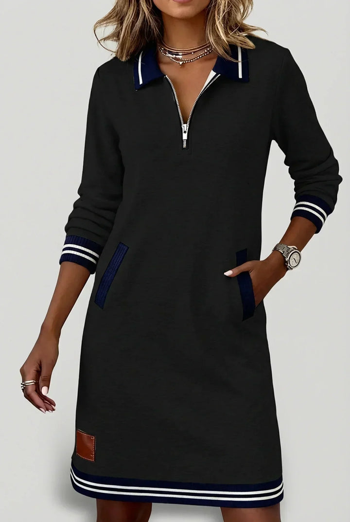 Cotton-Linen Dress with Front Zip
