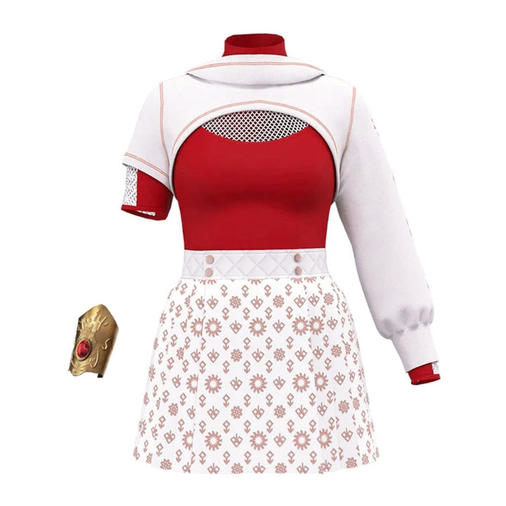 Kids' Halloween Cosplay Anime Costume with Red High-Neck Top Pleated Skirt Synthetic