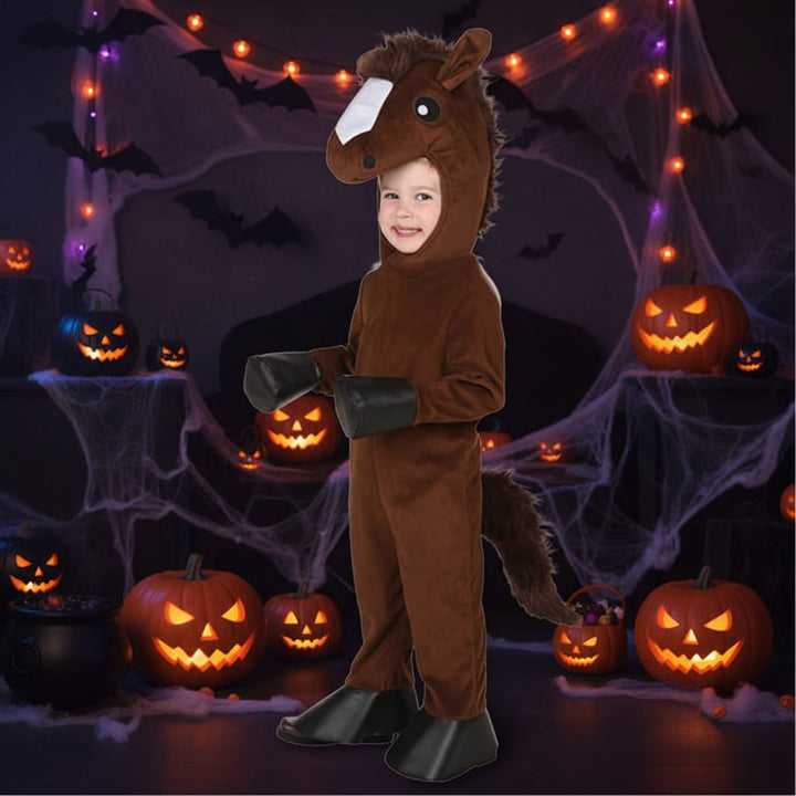 Kids' Halloween Animal Costume with Plush Fleece Hood Mittens and Shoe Covers