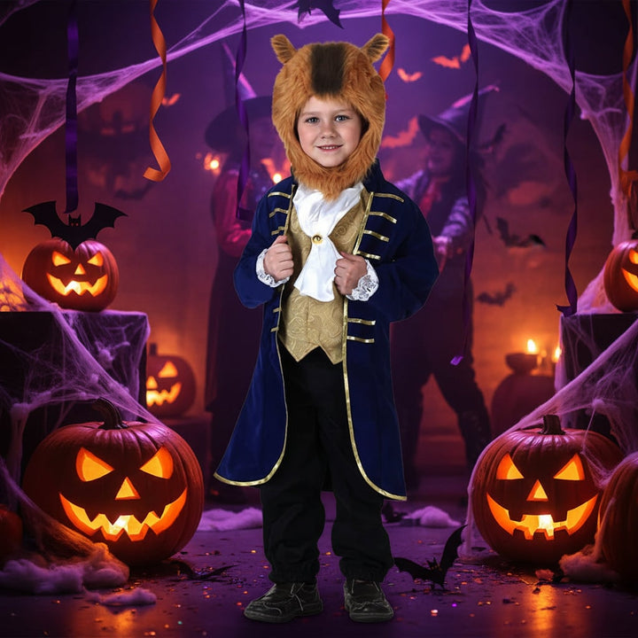 Kids' Halloween Animal Costume with Plush Fleece Hood Mittens and Shoe Covers