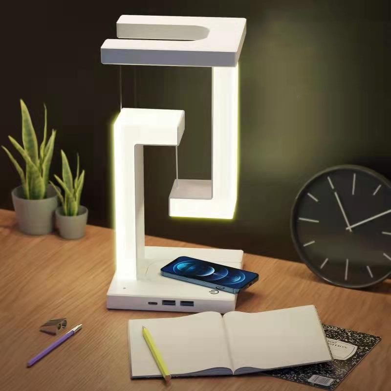Rechargeable LED Table Lamp with Battery Operated Tensegrity Floating Design and Pad