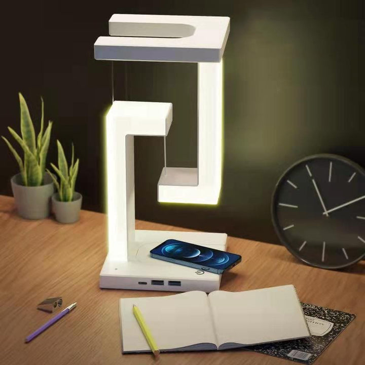 Rechargeable LED Table Lamp with Battery Operated Tensegrity Floating Design and Pad