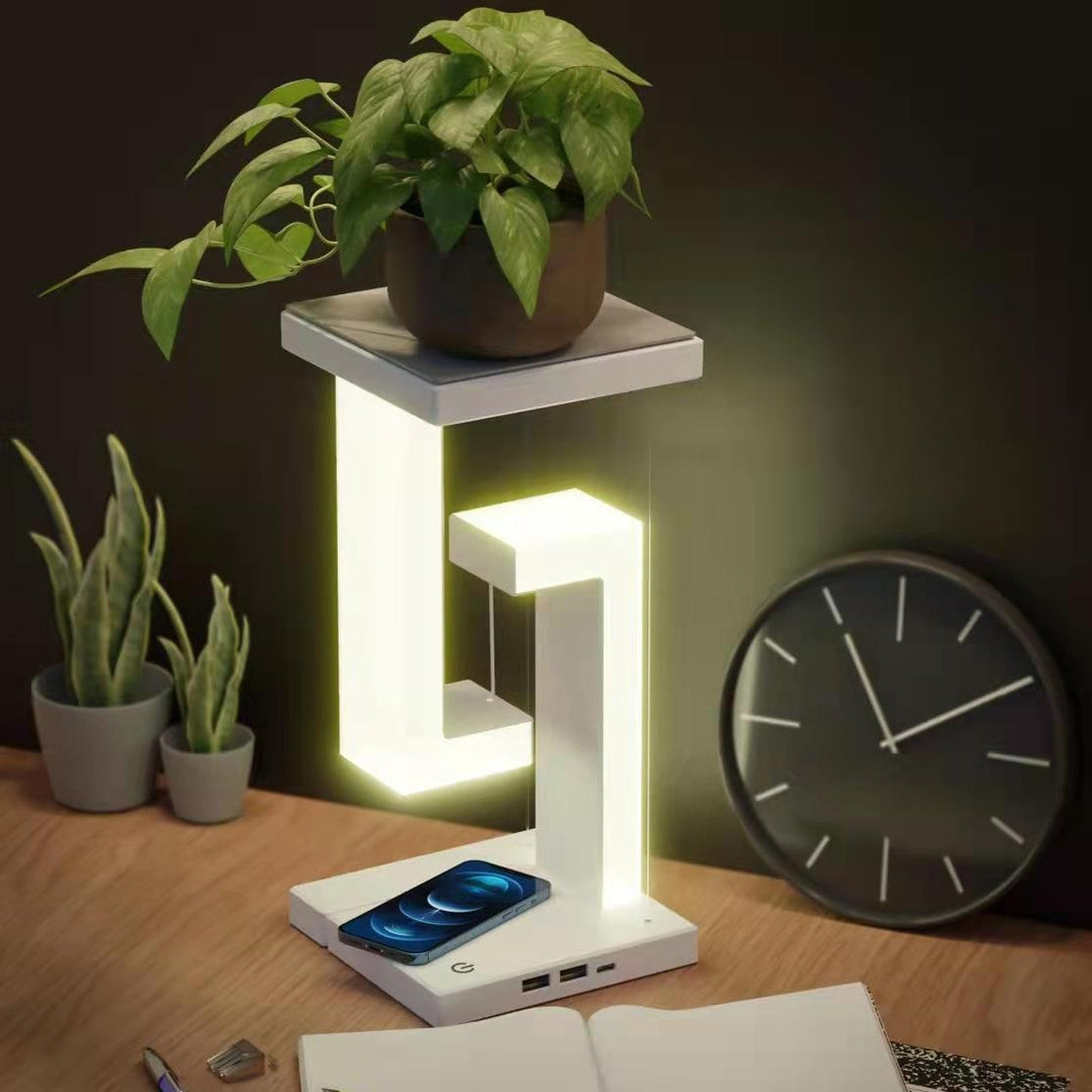 Rechargeable LED Table Lamp with Battery Operated Tensegrity Floating Design and Pad