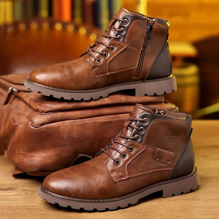 Men's Leather Zipper Dress Boots Sleek & Durable