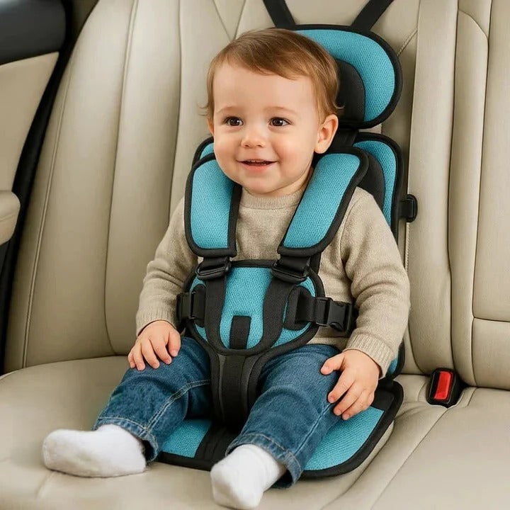 Lightweight Travel Car Seat with Five-Point Harness and Padded Cushioning