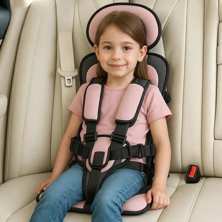 Lightweight Travel Car Seat with Five-Point Harness and Padded Cushioning