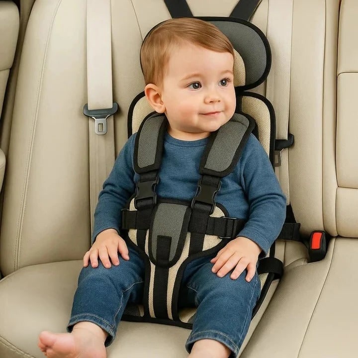 Lightweight Travel Car Seat with Five-Point Harness and Padded Cushioning