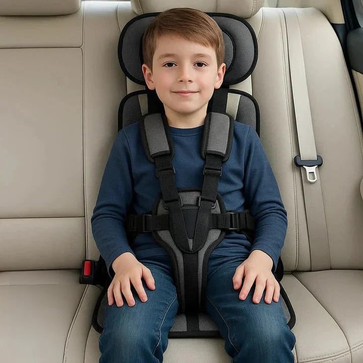 Lightweight Travel Car Seat with Five-Point Harness and Padded Cushioning