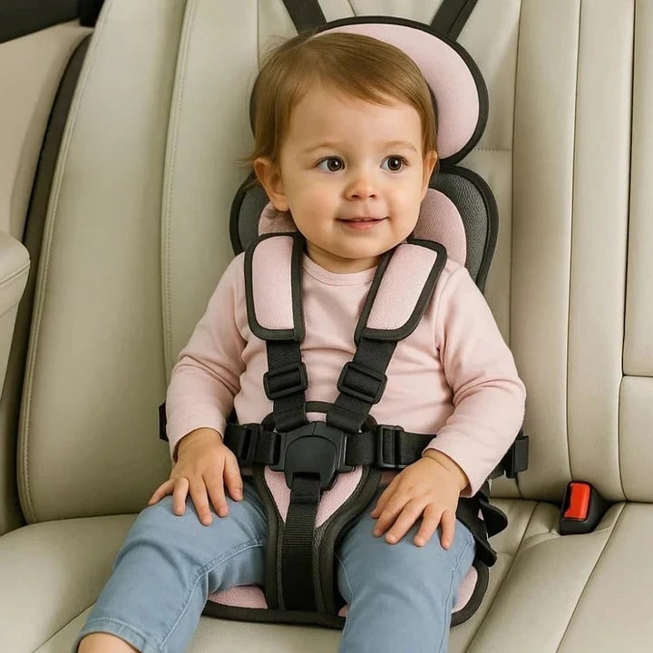 Lightweight Travel Car Seat with Five-Point Harness and Padded Cushioning