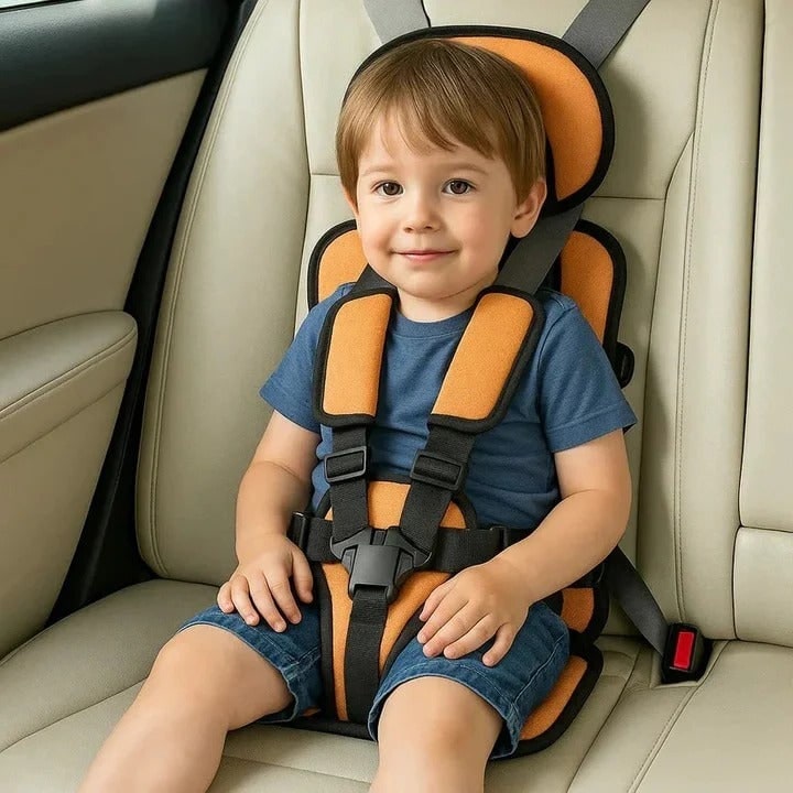 Lightweight Travel Car Seat with Five-Point Harness and Padded Cushioning