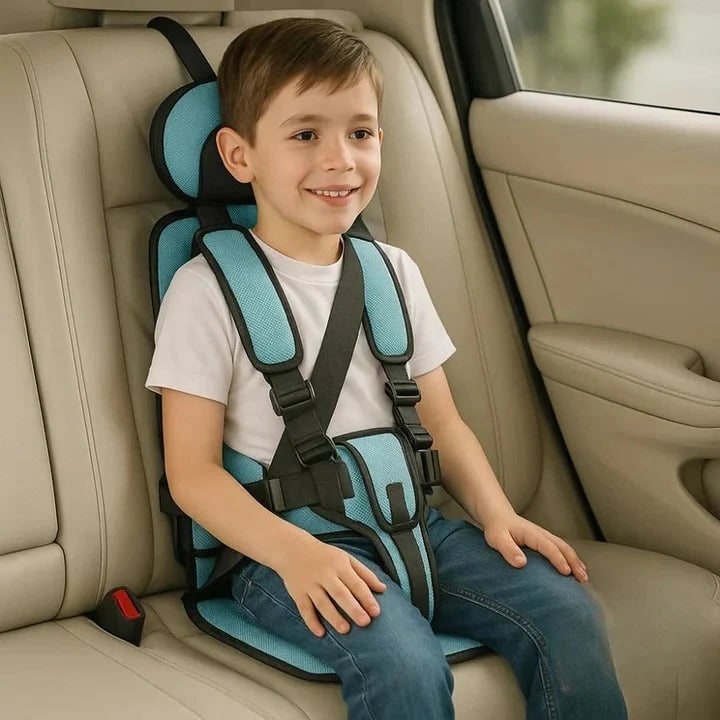 Lightweight Travel Car Seat with Five-Point Harness and Padded Cushioning