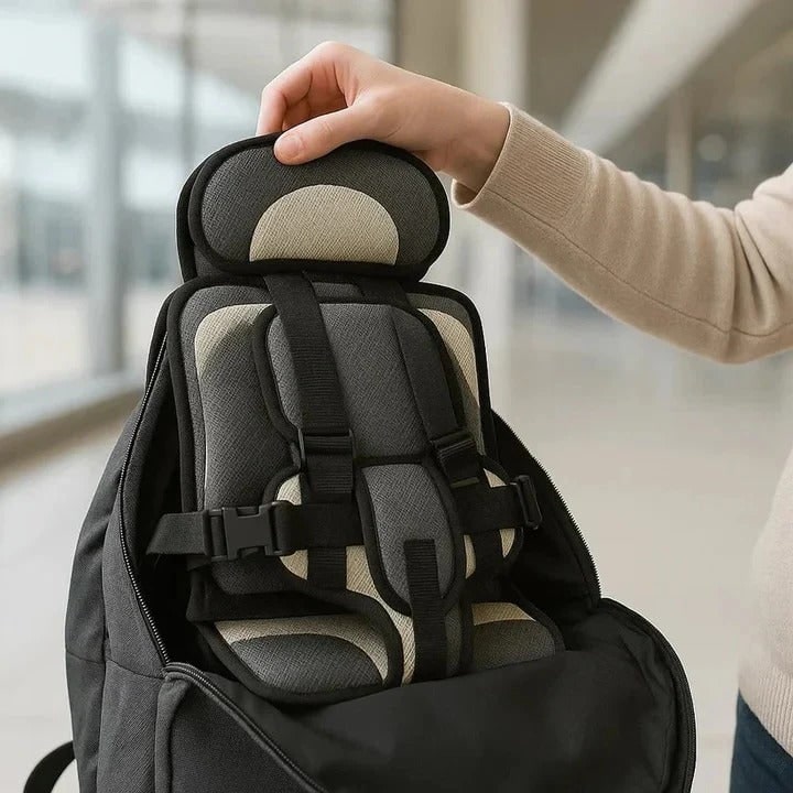 Lightweight Travel Car Seat with Five-Point Harness and Padded Cushioning