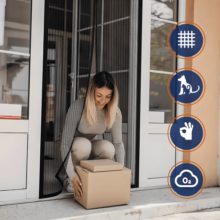 Magnetic Screen Door with Self-Closing Mesh and Hands-Free Pet Entry for Doorways