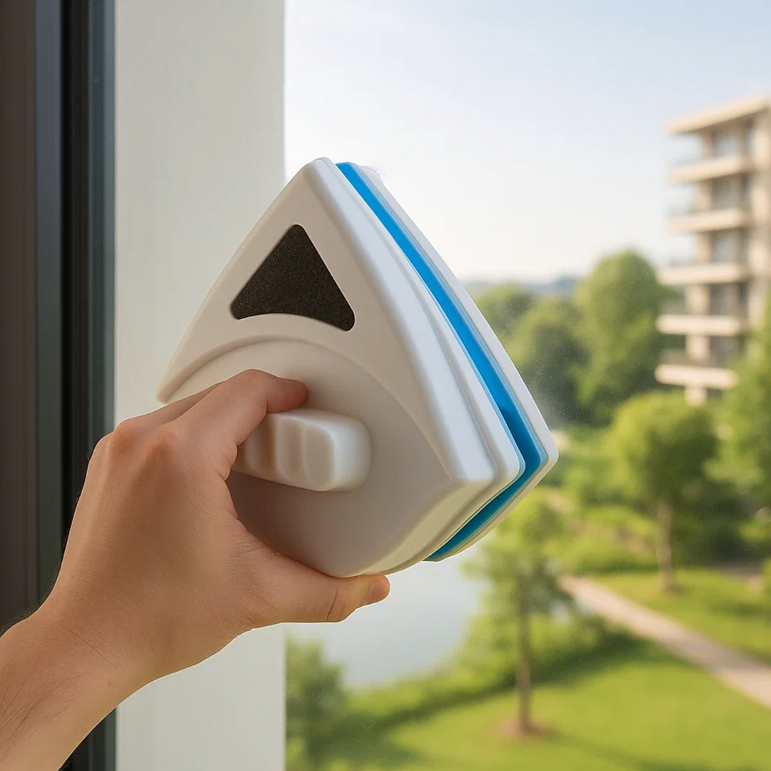 Magnetic Window Cleaner Squeegee with Double-Sided Cleaning and Replaceable Pads