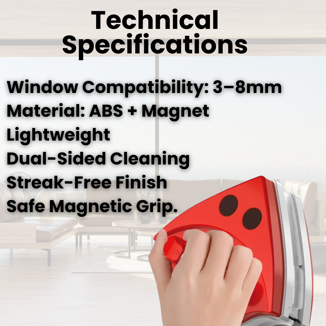 Magnetic Window Cleaner Squeegee with Double-Sided Cleaning and Replaceable Pads