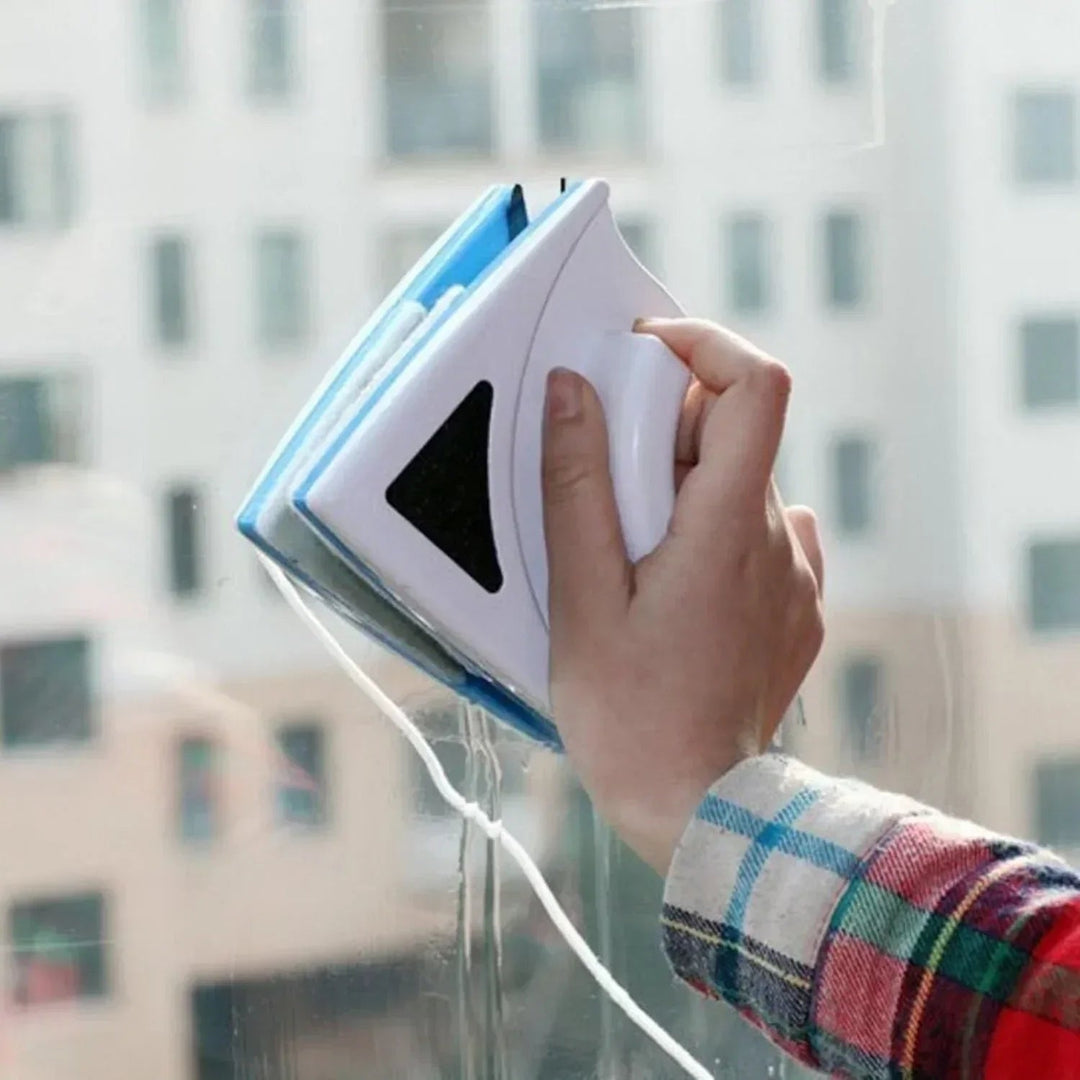 Magnetic Window Cleaner Squeegee with Double-Sided Cleaning and Replaceable Pads