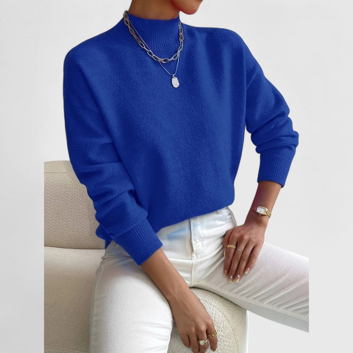 Women's classic polo-neck sweater in soft, breathable cotton