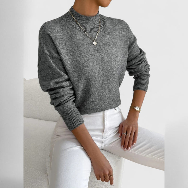 Women's classic polo-neck sweater in soft, breathable cotton