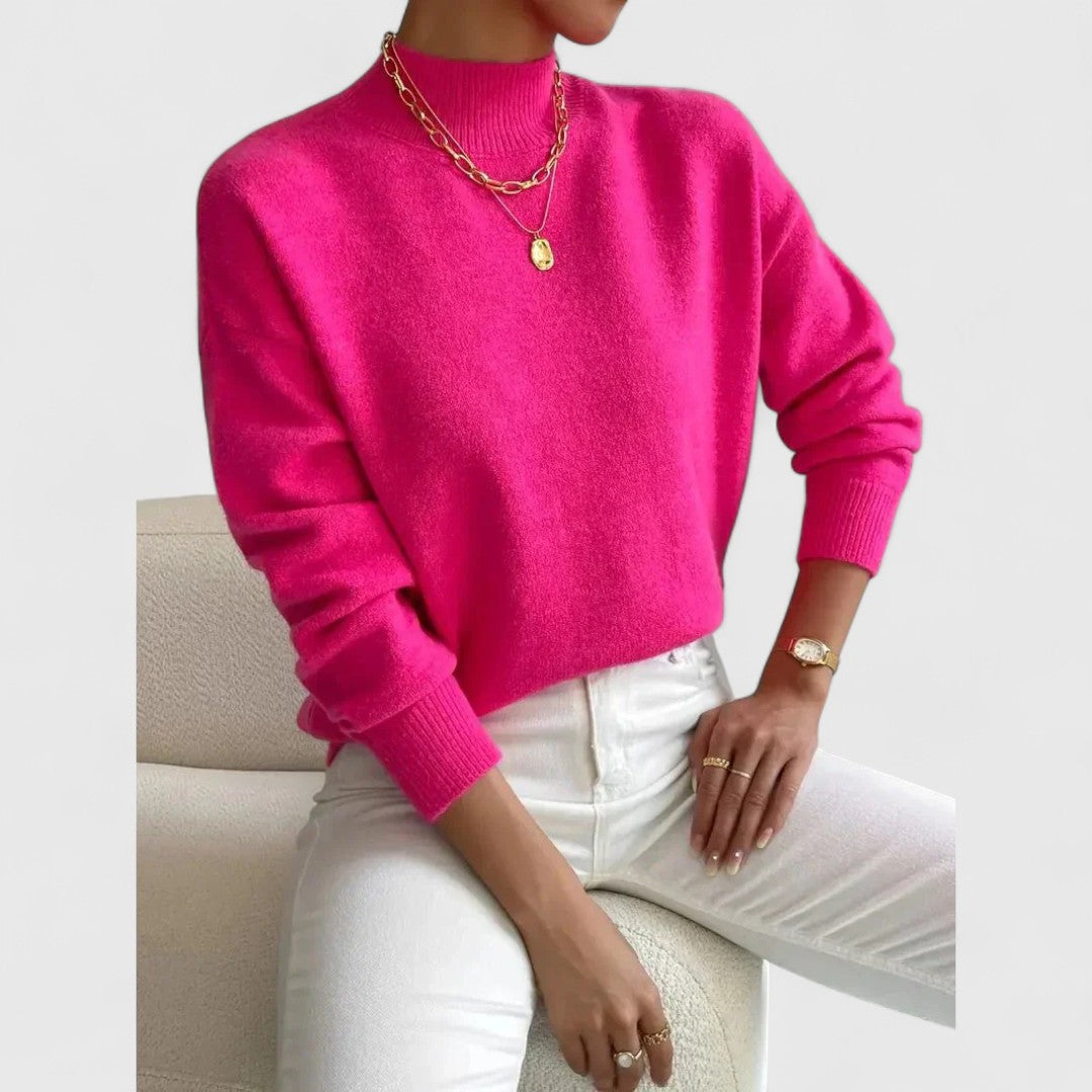 Women's classic polo-neck sweater in soft, breathable cotton
