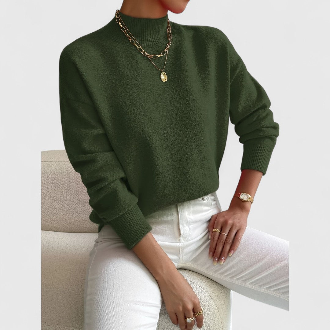 Women's classic polo-neck sweater in soft, breathable cotton