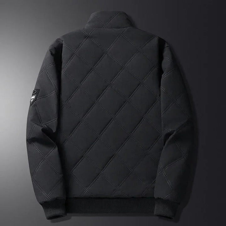 Men's Winter Jacket with Diamond-Quilted Shell and Fleece Lining Stand Collar