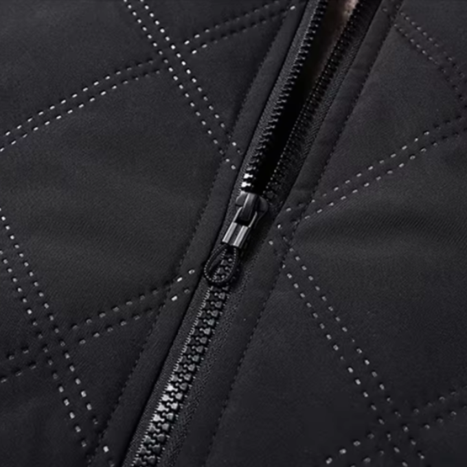 Men's Winter Jacket with Diamond-Quilted Shell and Fleece Lining Stand Collar