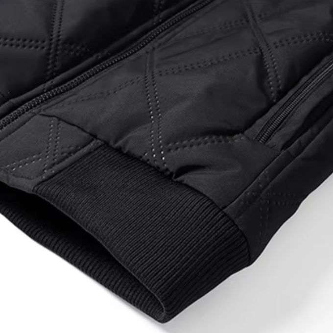 Men's Winter Jacket with Diamond-Quilted Shell and Fleece Lining Stand Collar