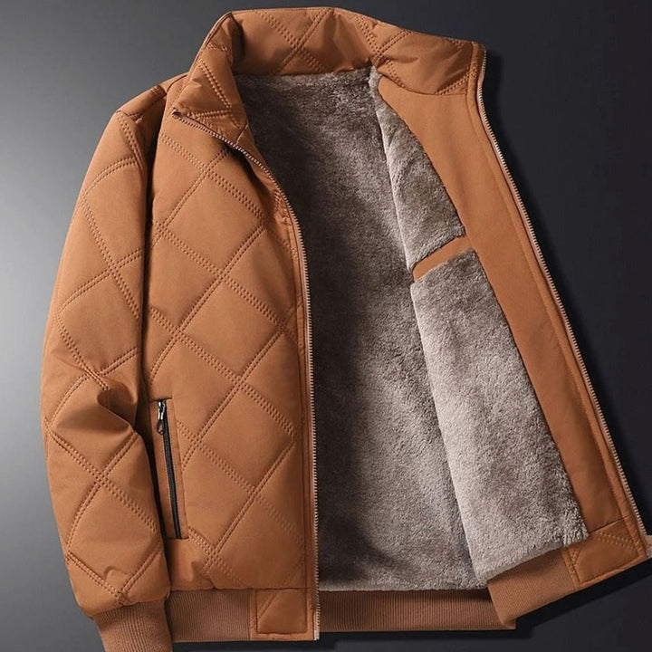 Men's Winter Jacket with Quilted Bomber Shell and Plush Fleece Lining