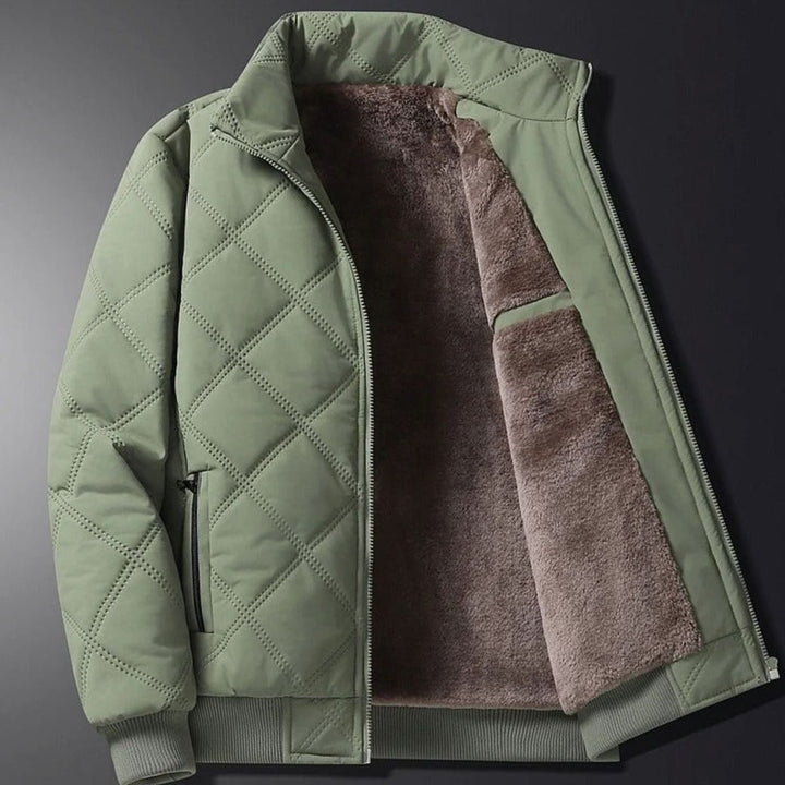 Men's Winter Jacket with Quilted Bomber Shell and Plush Fleece Lining