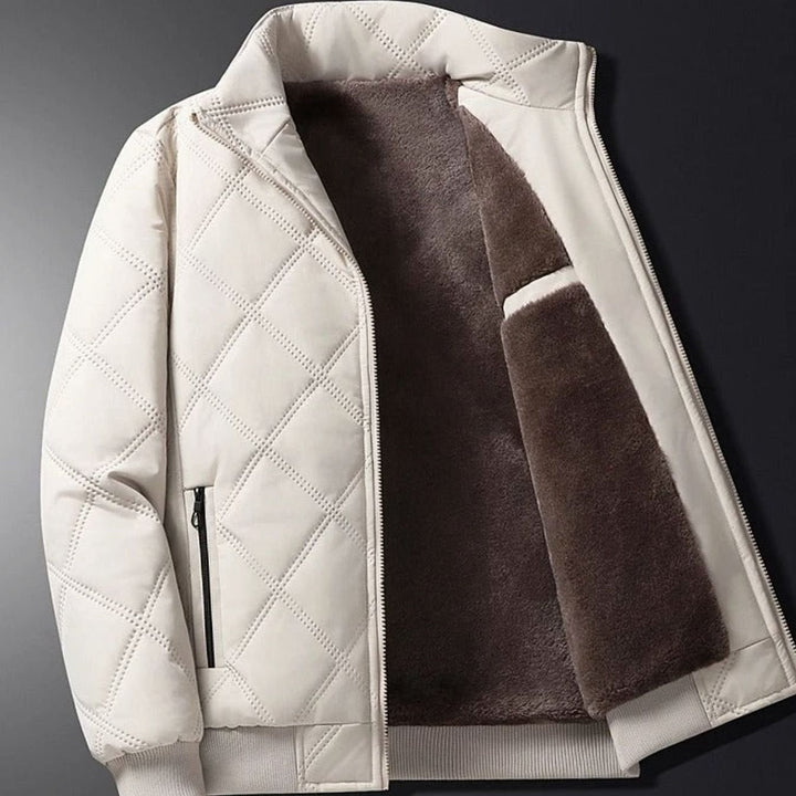 Men's Winter Jacket with Quilted Bomber Shell and Plush Fleece Lining