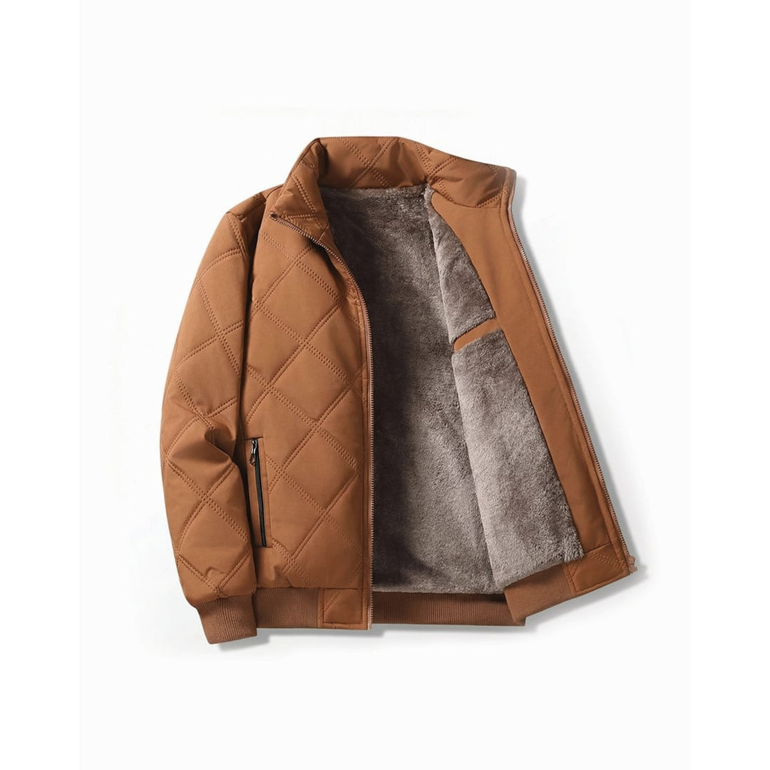 Men's Winter Jacket with Quilted Bomber Shell and Plush Fleece Lining